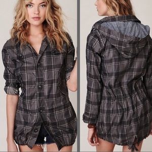 Free people plaid rain coat
